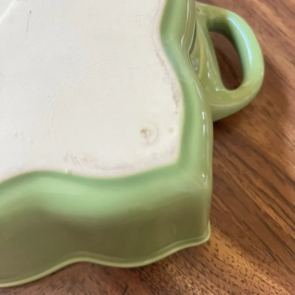 Pier 1 Talavera 2 Qt Stoneware With Lid Scalloped Sage Green Square